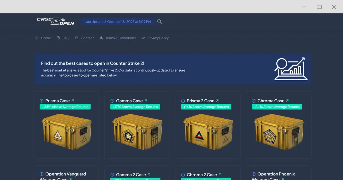 Screenshot of the Case 2 Open website